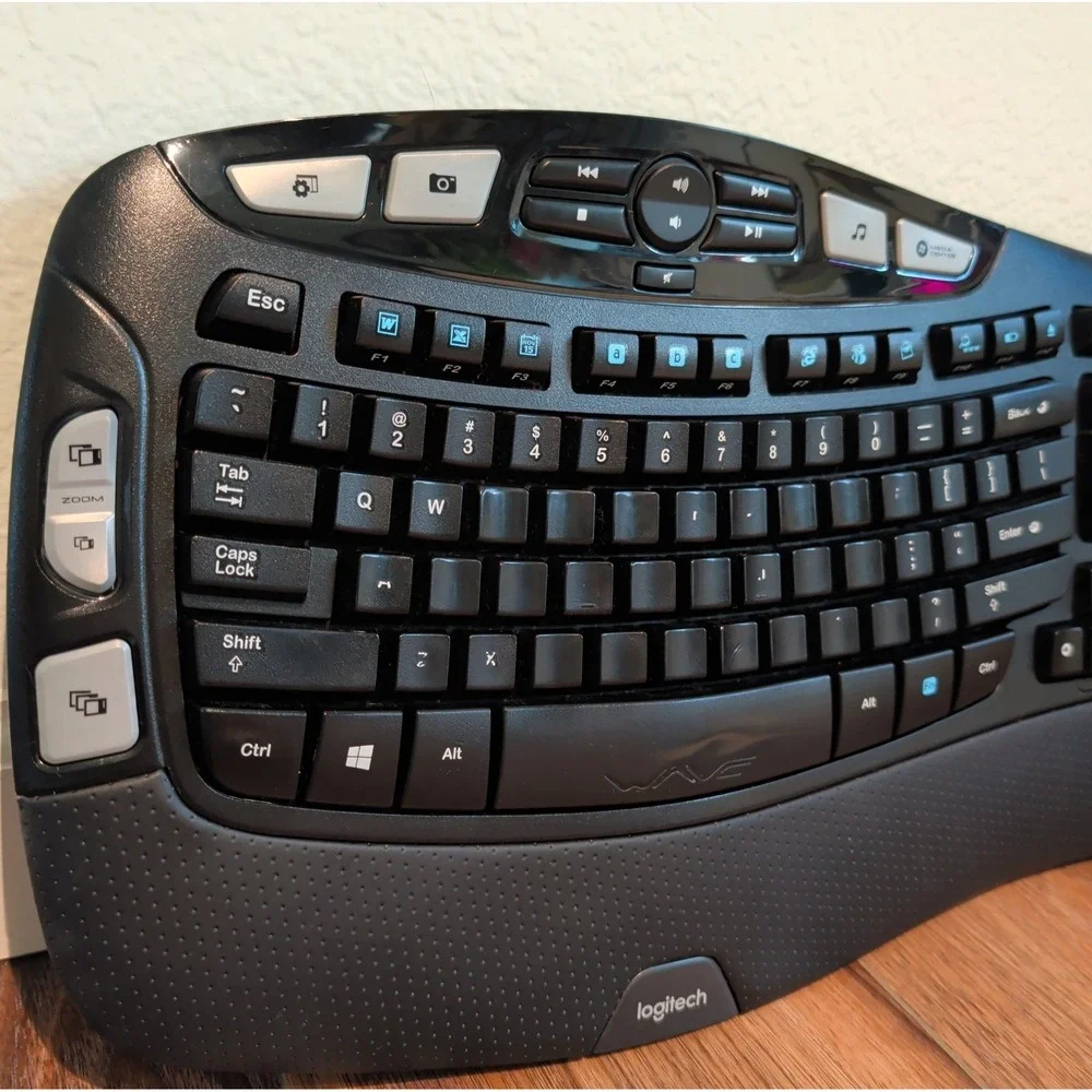 Logitech K350 Keyboard Wave Comfort Ergonomic Wireless Keyboard Black No Dongle